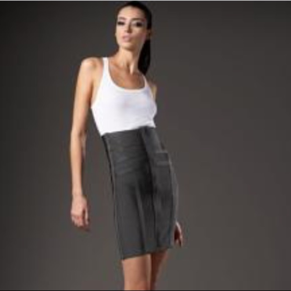 Herve Leger Grey Zip Bandage Skirt Medium NWT